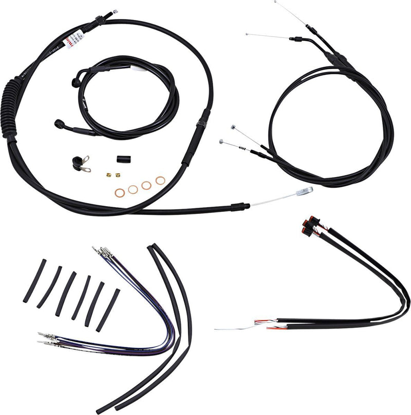 Burly Brand Complete Black Vinyl Handlebar Cable/line Kit for Ape Hangers - Each, Brake Line /  Clutch Line /  Throttle Cable /  Wiring Extension for Harley-Davidson Sportster 2014