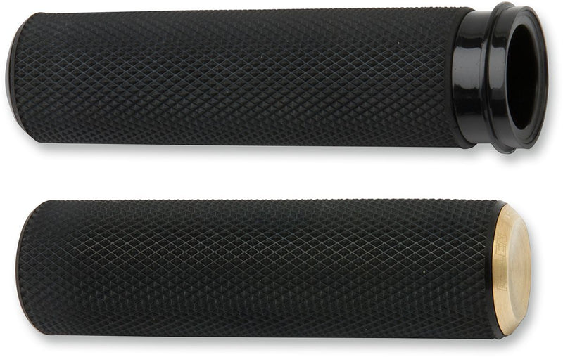 Arlen Ness Knurled Grips - Pair, Cable /  Closed End /  Diamond Knurled /  No Flange /  No Waffle, Billet Aluminum /  Kraton™ for Harley-Davidson Touring, Softail, Sportster & Dyna