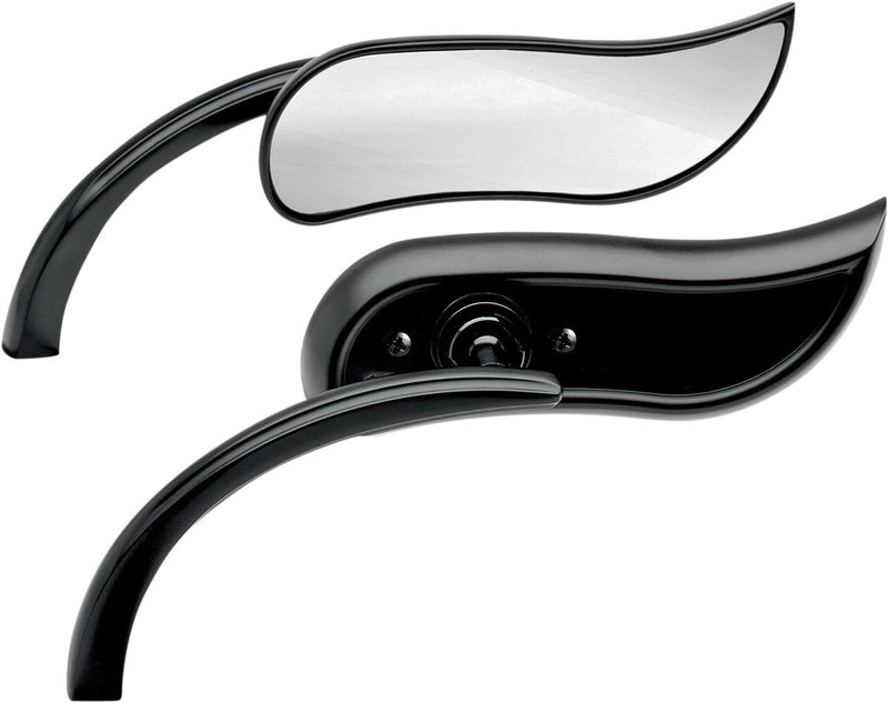 Arlen Ness Micro-mirror - Each, Side View - Black / Powder-Coated