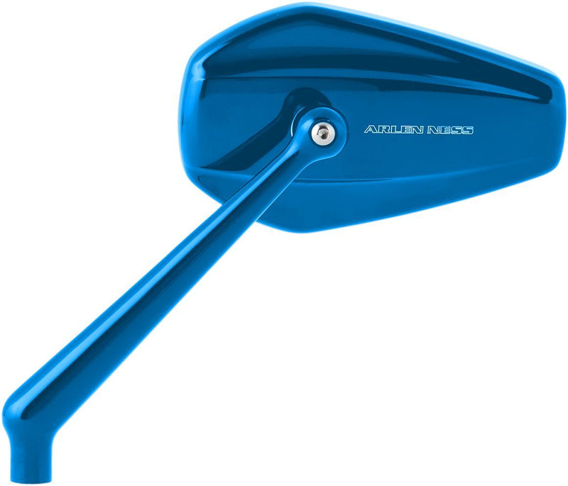 Arlen Ness Mini Stocker Forged Mirror - Side View, Aluminum, Each - Anodized / Blue
