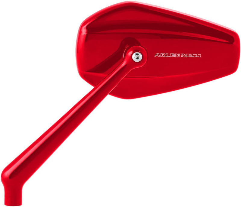 Arlen Ness Mini Stocker Forged Mirror - Aluminum, Each, Side View - Anodized / Red