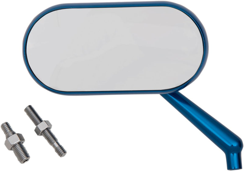 Arlen Ness Forged Oval Mirror - Side View, Each, Aluminum - Anodized / Blue