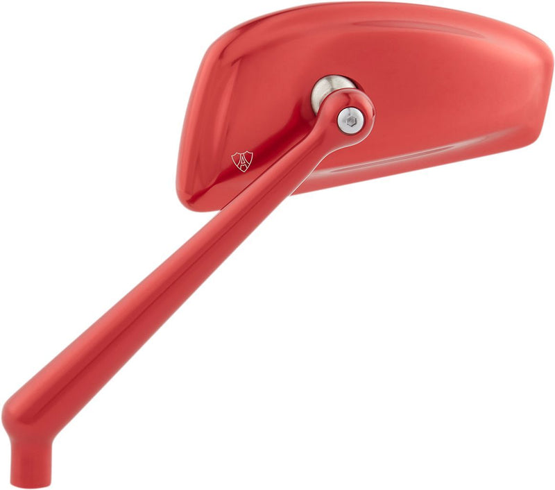 Arlen Ness Tearchop Mirror - Billet Aluminum /  Stainless Steel, Side View, Each - Anodized / Red