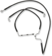 Drag Specialties Black Vinyl/Stainless Extended Length Front Brake Line Kit - Part #17413978 - Hogparts UK