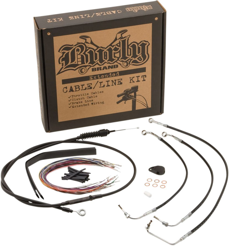 Burly Brand Complete Black Vinyl Handlebar Cable/line Kit for Ape Hangers - Alternate Length /  Braided, Each, Brake Line /  Clutch Line /  Throttle for Harley-Davidson Touring 201