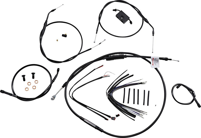 Burly Brand Extended Handlebar Cable and Brake Line Kit for Sportsters with ABS - Brake Line /  Clutch Line /  Throttle Cable /  Wiring Extension for Harley-Davidson Sportster 2014