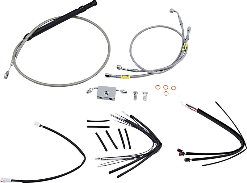 Burly Brand Handlebar Cable and Brake Line Kit for Burly Ape Handlebars - Alternate Length /  Braided, Standard, Brake Line /  Clutch Line /  Thrott for Harley-Davidson Softail 201