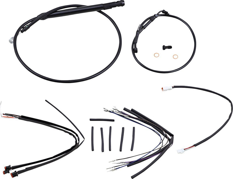 Burly Brand Complete Black Vinyl Handlebar Cable/line Kit for Ape Hangers - Brake Line /  Clutch Line /  Throttle Cable /  Wiring Extension, Alterna for Harley-Davidson Softail 201