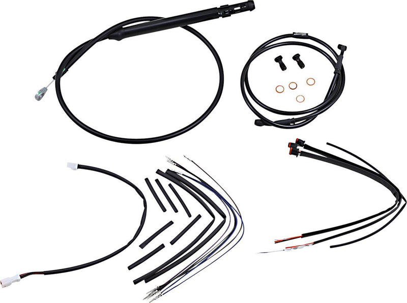 Burly Brand Complete Black Vinyl Handlebar Cable/line Kit for Ape Hangers - Brake Line /  Clutch Line /  Throttle Cable /  Wiring Extension, Each, A for Harley-Davidson Softail 201