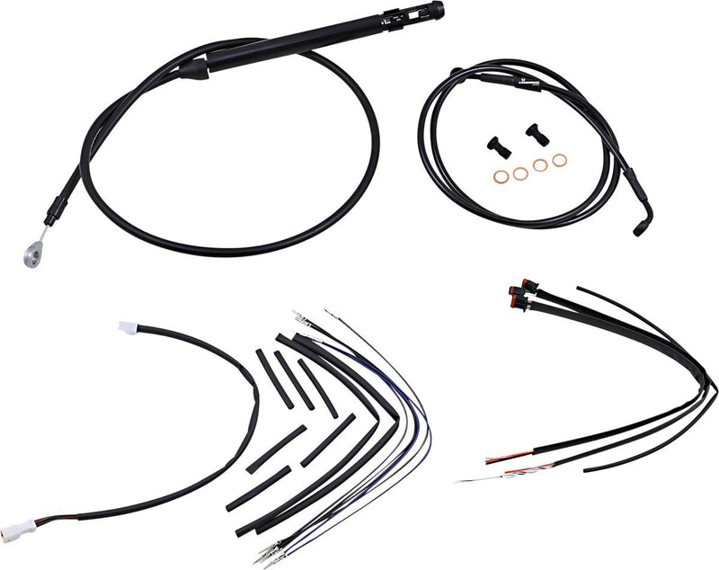 Burly Brand Complete Black Vinyl Handlebar Cable/line Kit for Ape Hangers - Alternate Length /  Braided, Each, Brake Line /  Clutch Line /  Throttle for Harley-Davidson Softail 201