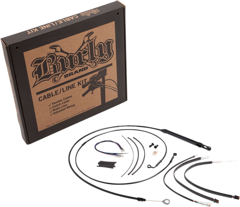 Burly Brand Jail Bar Cable Kit - Each, Brake Line /  Clutch Line /  Throttle Cable /  Wiring Extension, Complete - Black for Harley-Davidson Softail 2018-2025