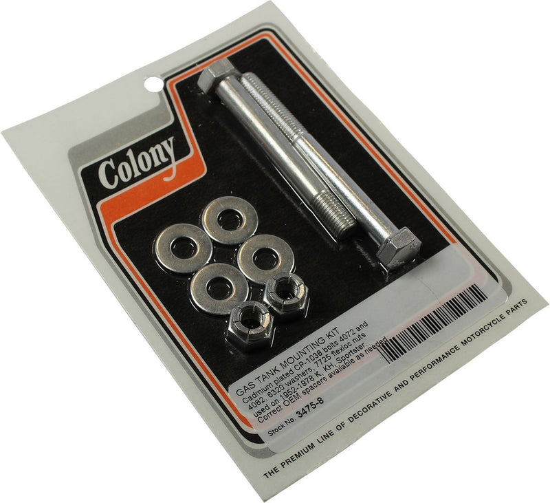 Colony Gas Tank Mounting Hardware Kit - Fuel Tank - Cadmium Plated for Harley-Davidson Sportster 1952-1978