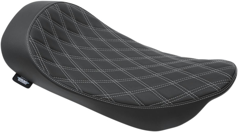 DRAG Specialties Seats Ez-on Mount Low-profile Solo Seat - Leather /  Vinyl, Each - Black / Silver for Harley-Davidson Touring 1997-2007