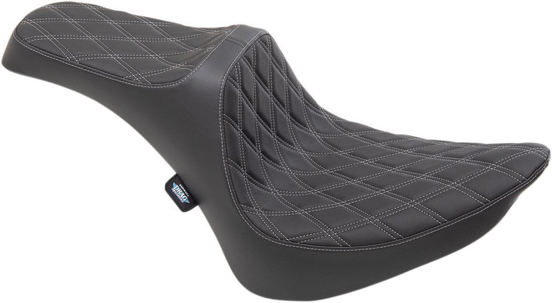 DRAG Specialties Seats Predator III Seat - Vinyl, Each, One-Piece - Black / Silver for Harley-Davidson Softail 1985-1999