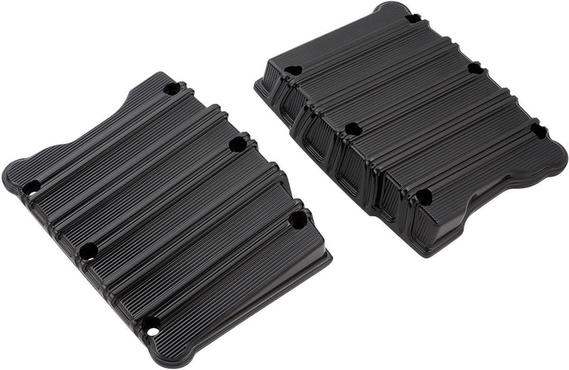 Arlen Ness 10 Gauge Rocker Box Top Covers - Pair, Billet Aluminum - Anodized / Black for Harley-Davidson Touring, Softail, Dyna & Trike 1999-2017