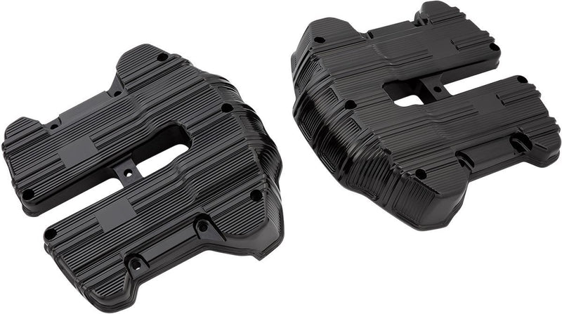 Arlen Ness 10 Gauge Rocker Box Top Covers - Pair, Billet Aluminum - Anodized / Black