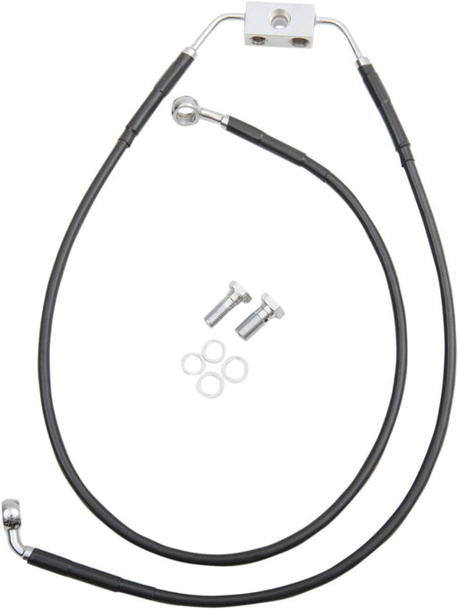 Drag Specialties Brake Line Stainless Steel Black Coated Front/Upper/Lower Extended +6" - Part #17413804 - Hogparts UK