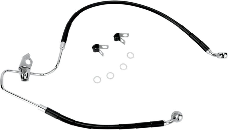 Drag Specialties Rear Brake Line Black Vinyl Coated Stainless Steel - Part #17412962 - Hogparts UK