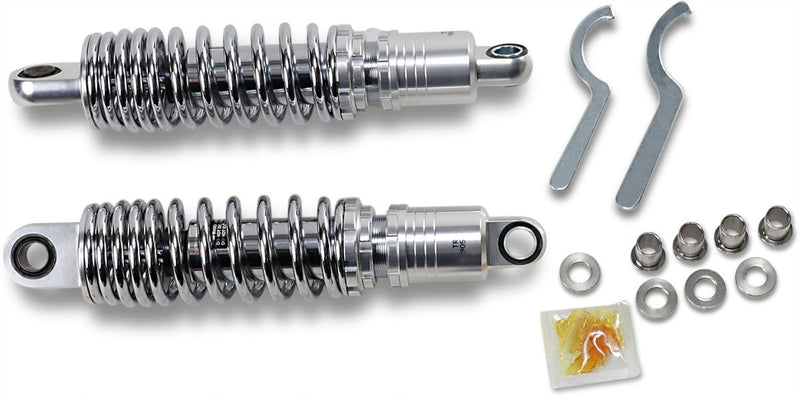 Drag Specialties Shocks Premium Ride-height Adjustable Shocks - Pair, Coilover Monotube, Aluminum /  Steel - Anodized / Black / Chrome for Harley-Davidson Sportster & FXR 1977-2003