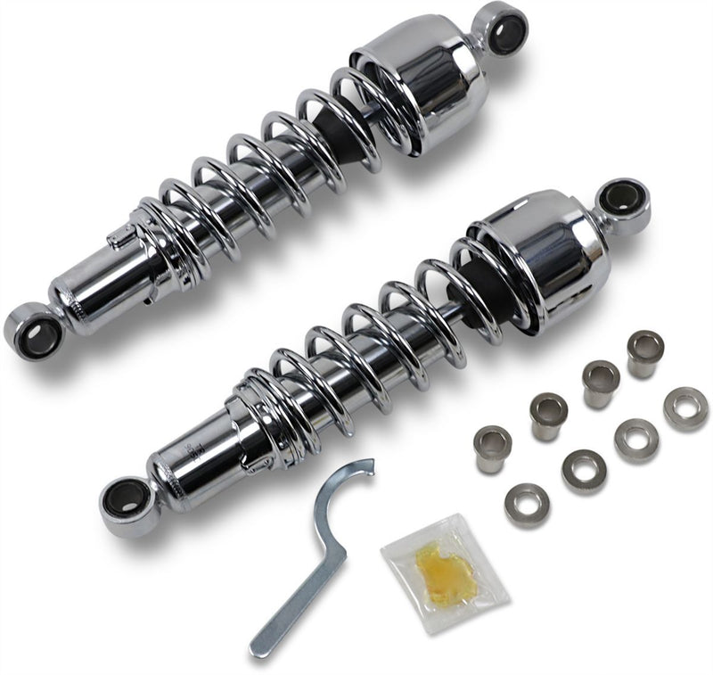 Drag Specialties Shocks Replacement Shock Absorber - Steel, Coilover Monotube, Pair - Black / Chrome for Harley-Davidson Sportster & FXR 1979-2003