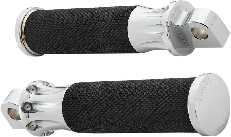 Arlen Ness Fusion Male-mount Foot Pegs - Deep Cut, Standard, Pair - Black / Chrome for Harley-Davidson Touring, Softail, Sportster & Dyna 1999-2024