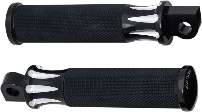 Arlen Ness Fusion Male-mount Foot Pegs - Billet Aluminum /  Rubber /  Steel, Deep Cut, Standard - Aluminum / Black for Harley-Davidson Touring, Softail, Sportster & Dyna 1999-2024