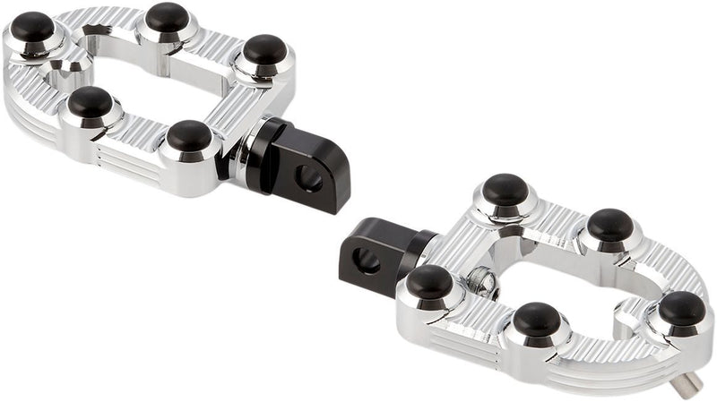 Arlen Ness MX Foot Pegs - Pair, Billet Aluminum /  Rubber - Chrome