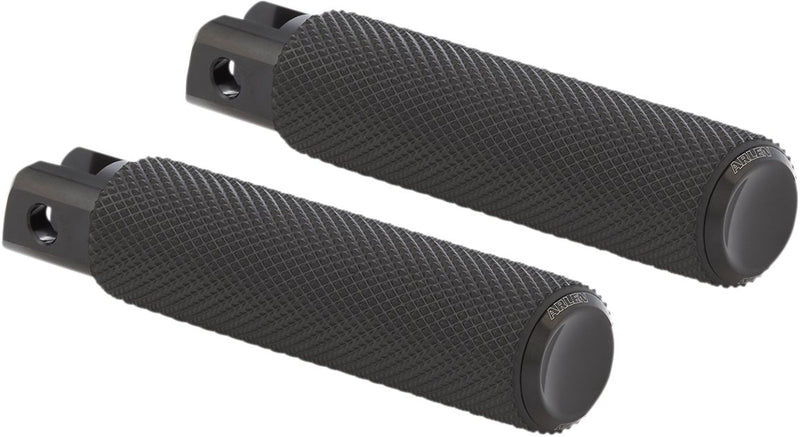 Arlen Ness M-eight Fusion Foot Pegs - Billet Aluminum /  Rubber /  Steel, Pair, Knurled - Black, Standard for Harley-Davidson Softail & FXR 2018-2024
