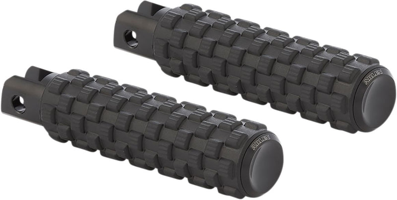 Arlen Ness Fusion Male-mount Foot Pegs - Billet Aluminum /  Rubber /  Steel, 25,4 mm (1") Longer, Pair - Black for Harley-Davidson Touring, Softail, Sportster & Dyna 1999-2024
