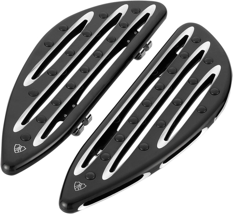 Arlen Ness Deep Cut Floorboards - 15 cm (6"), Pair, Billet Aluminum /  Rubber - Anodized / Black for Harley-Davidson Touring, Softail & Trike 1983-2024