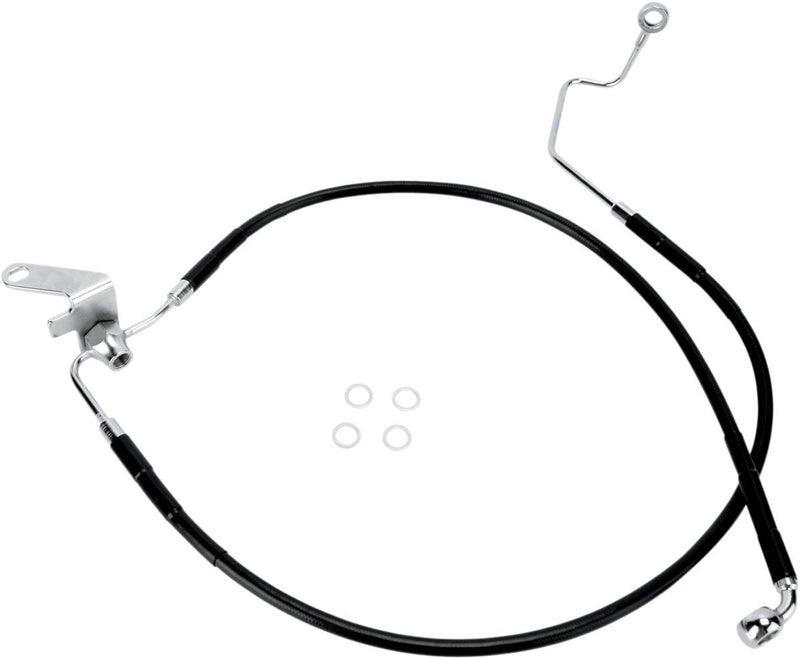 Drag Specialties Rear Brake Line Black Vinyl Coated Stainless Steel Extended 2" - Part #17412955 - Hogparts UK