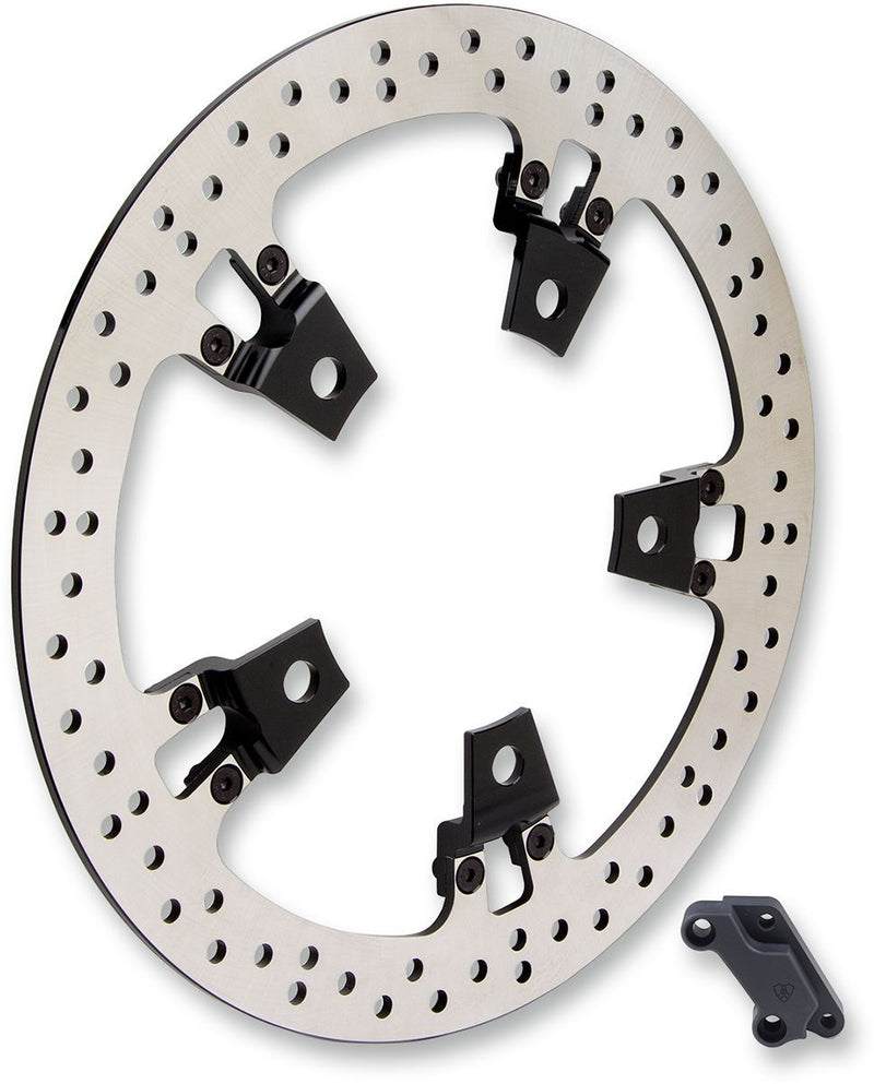 Arlen Ness Big Brake Floating Rotor Kit - Two Piece (Floating), 420 High-Carbon Stainless Steel - Black / Silver for Harley-Davidson Touring & Trike 2014-2024