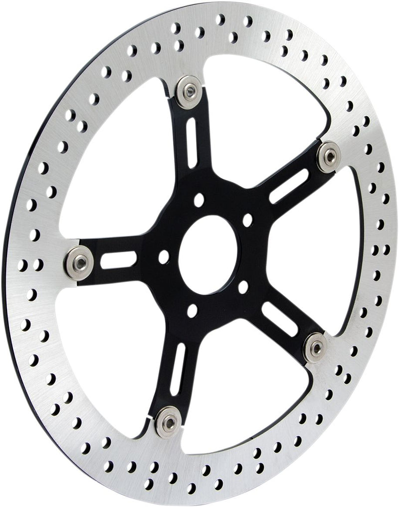 Arlen Ness Big Brake Floating Rotor Kit - Two Piece (Floating), 420 High-Carbon Stainless Steel - Black / Silver for Harley-Davidson Touring & Trike 2008-2024
