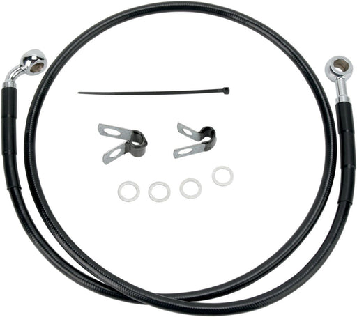 Drag Specialties Front Brake Line Black Vinyl Coated Stainless Steel Extended 6" - Part #17412529 - Hogparts UK