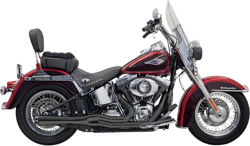 Bassani Xhaust Road Rage II Mega Power 2:1 System - Aluminum /  Steel, Full System, Each - Black / Powder-Coated for Harley-Davidson Softail 1986-2017