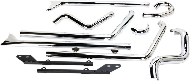 Bassani Xhaust True Duals Exhaust System with Fishtail Mufflers - Each, Straight, Steel - Chrome for Harley-Davidson Softail 1989-2017