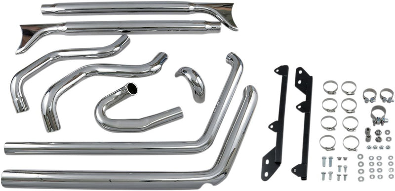 Bassani Xhaust True Duals Exhaust System with Fishtail Mufflers - Straight, Steel, Fishtail Duals - Chrome for Harley-Davidson Softail 1989-2017