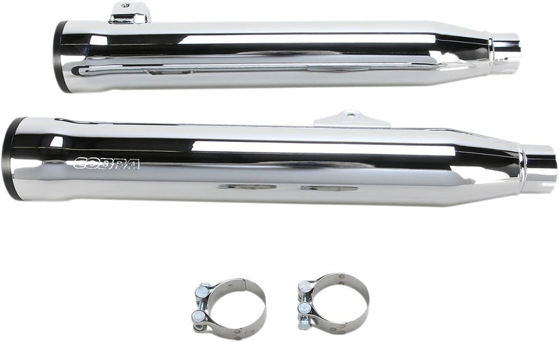 Cobra Slip-on Mufflers with Race-pro Tips - Pair, Round - Chrome for Harley-Davidson Dyna 1993-2017