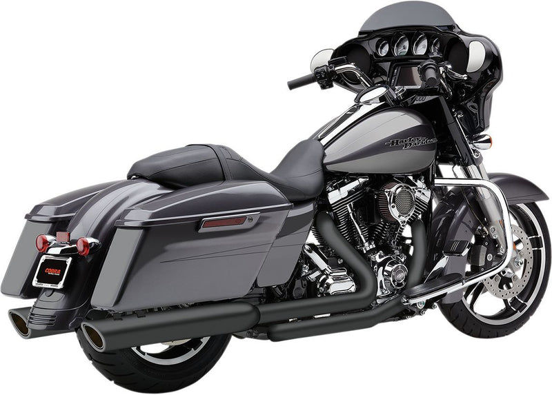 Cobra 909 Twin Slip-on Mufflers - Each, Round - Raven Black for Harley-Davidson Touring 2017-2026