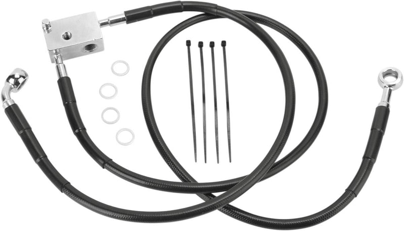 Drag Specialties Rear Brake Line Black Vinyl Coated Stainless Steel Extended 3" - Part #17412952 - Hogparts UK