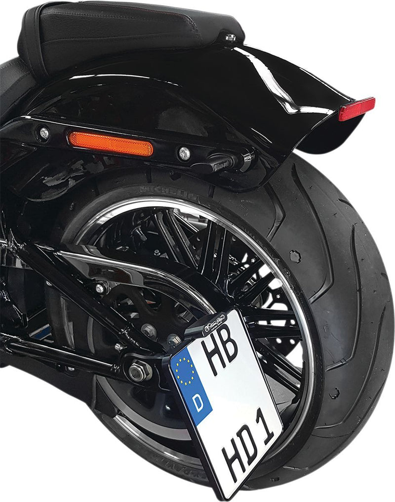 Heinz Bikes License Plate Side Mounts - with 1" Axle - Spain Plate Size /  with Top Tag Light, Each, Slip-Inn for Harley-Davidson Softail, Dyna & FXR 2018-2024