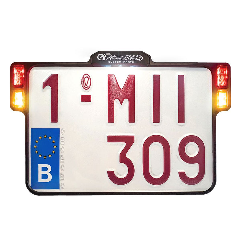 Heinz Bikes License Plate Holder 3-in-1 for EU Countries - Each, Brake /  Taillight, Belgium Plate Size