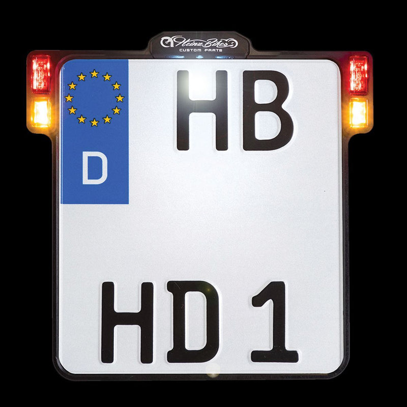Heinz Bikes License Plate Holder 3-in-1 for EU Countries - Kit, with Top Tag Light