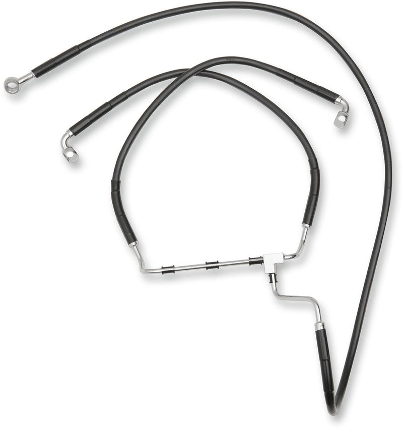 Drag Specialties Black Vinyl/Stainless Extended Length Front Brake Line Kit - Part #17413976 - Hogparts UK