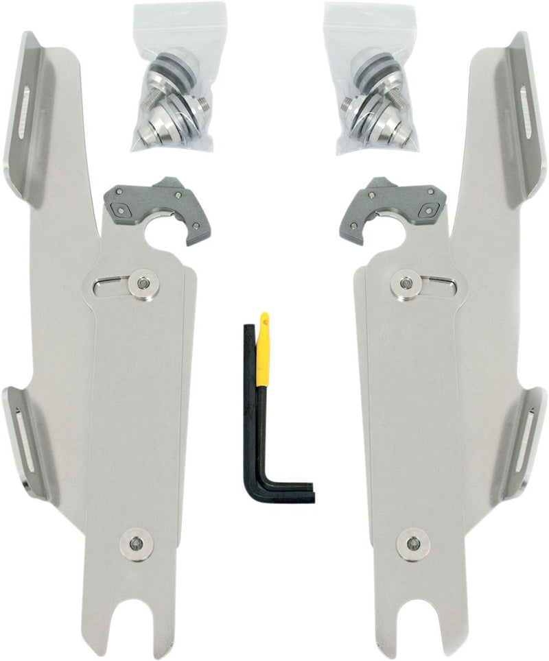 Memphis Shades Fats/slim Windshield Trigger-lock Complete Mount Kit - Adjustable, Aluminum - Polished for Harley-Davidson Softail 1986-2017