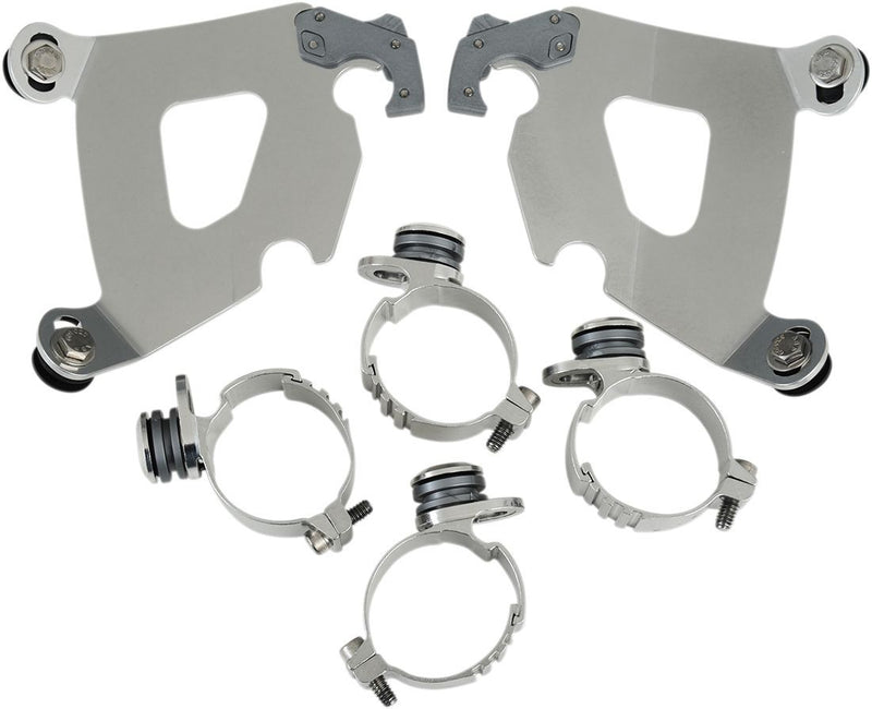 Memphis Shades Cafe Fairing Trigger-lock Hardware Kit - Aluminum, Complete - Polished for Harley-Davidson Softail & Dyna 2006-2024