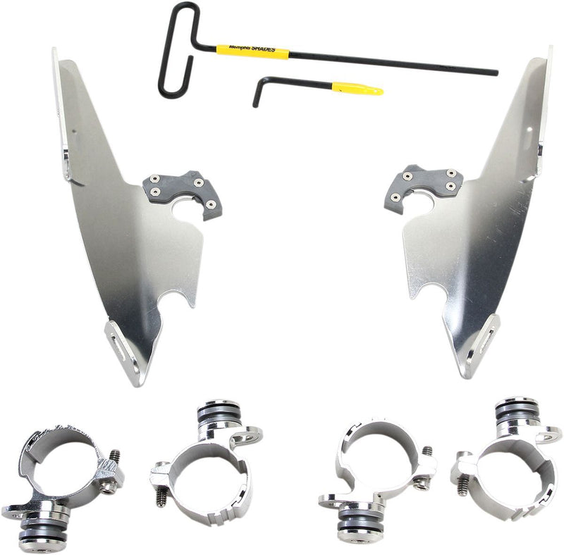 Memphis Shades Fats/slim Windshield Trigger-lock Complete Mount Kit - Aluminum, Adjustable - Polished for Harley-Davidson Sportster 2011-2019