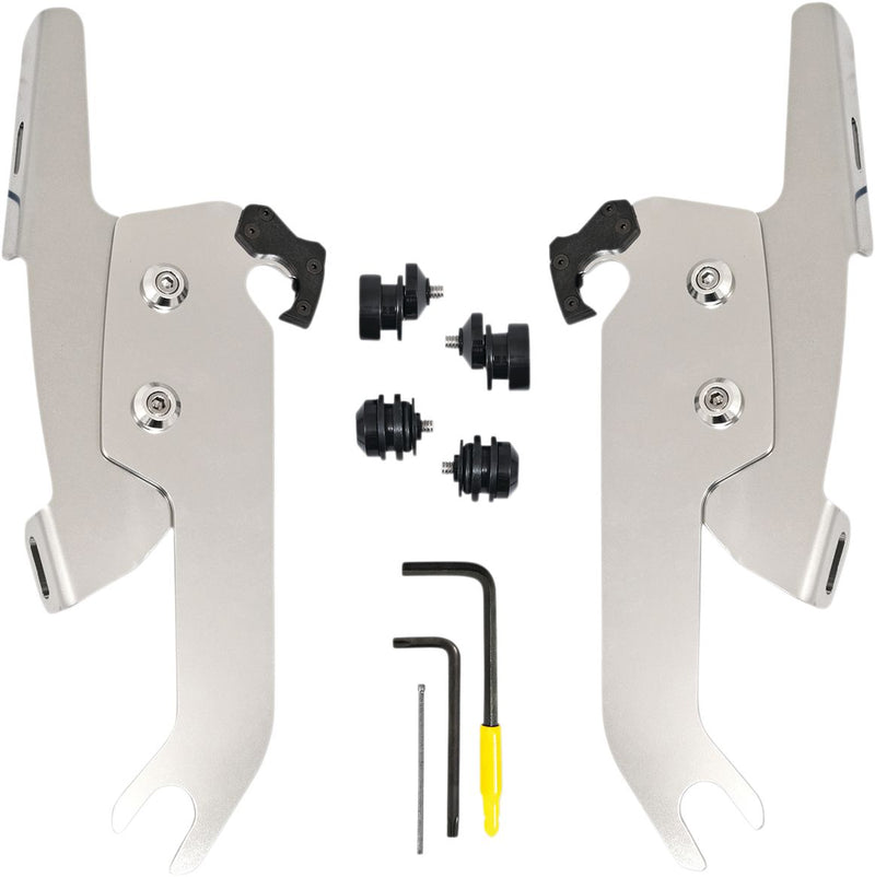 Memphis Shades Fats/slim Windshield Trigger-lock Complete Mount Kit - Adjustable, Aluminum - Polished for Harley-Davidson Softail 2018-2021
