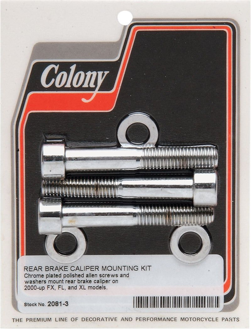 Colony Rear Brake Caliper Bolt Kit - Brake Caliper /  Rear, Knurled /  Socket-Head, Steel - Chrome / Silver for Harley-Davidson Softail, Sportster & V-Rod 2000-2007