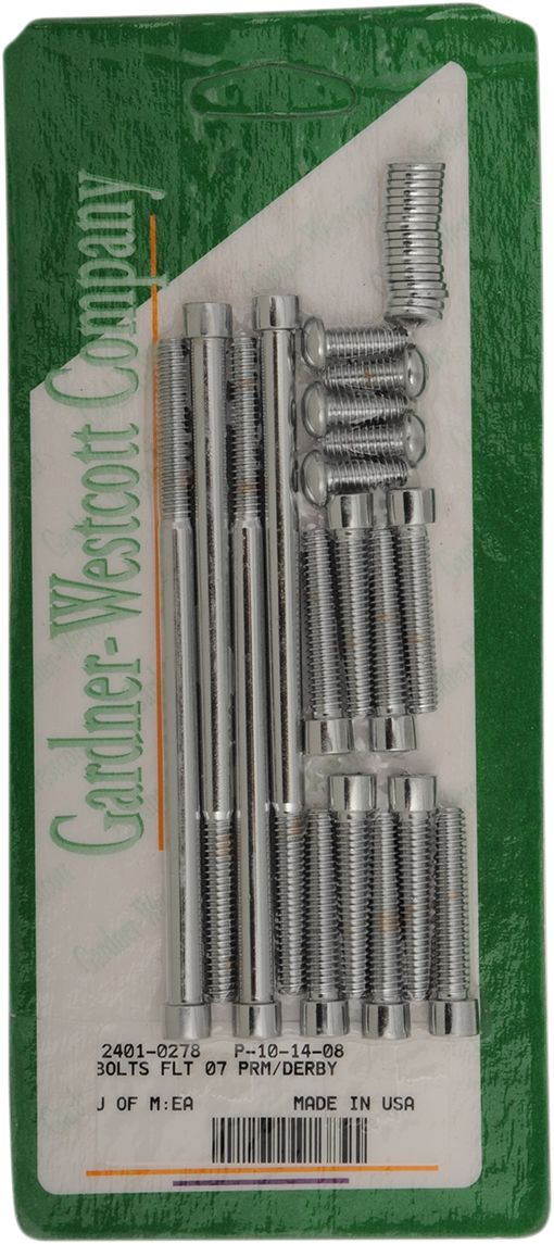 Gardner-Westcott Primary and Derby Cover Bolt Kit - Socket-Head, Derby Cover /  Primary, Steel - Chrome / Polished / Silver for Harley-Davidson Touring 2007-2016